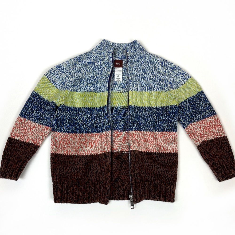 Tea Collection Multicolored Striped Sweater Cardigan Toddler Size XS (2-3) - Picture 2 of 8